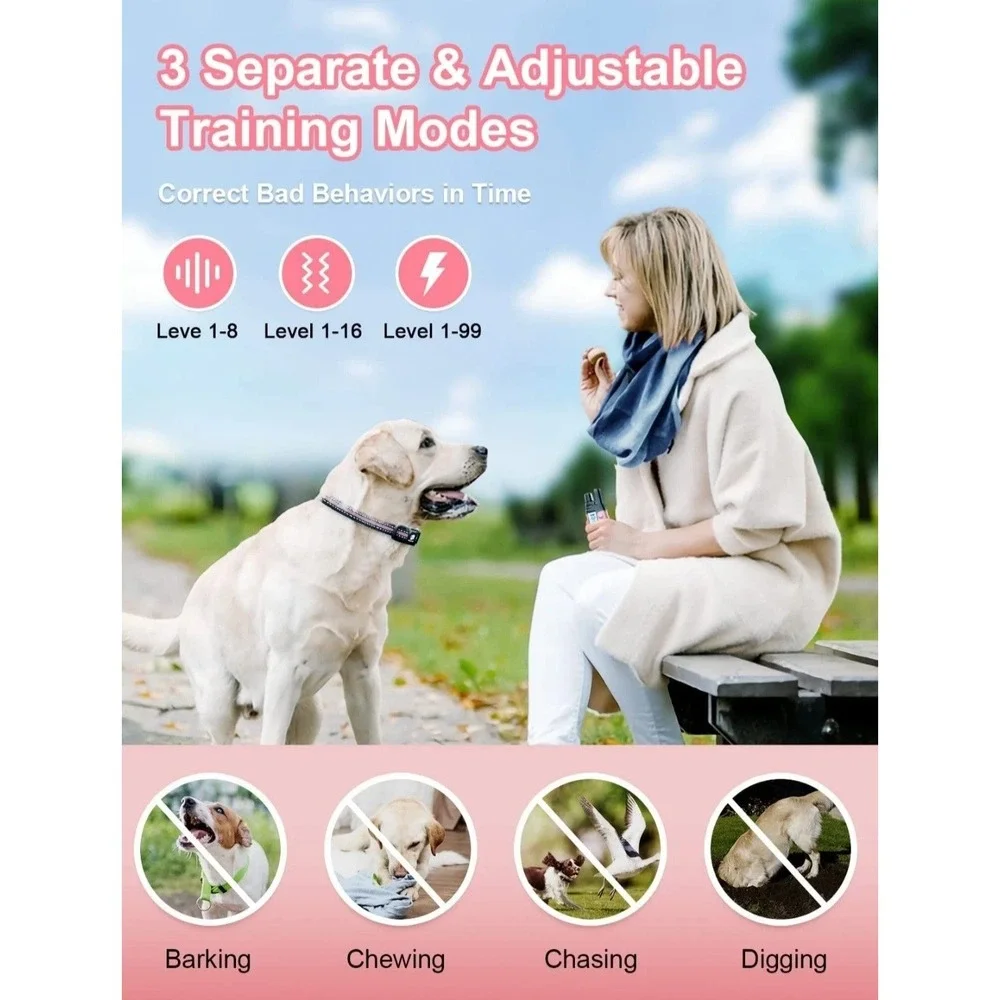 Dog Shock Collar 2 Dogs (5-120Lbs) - 3300 Ft Waterproof Training Collar for Dogs